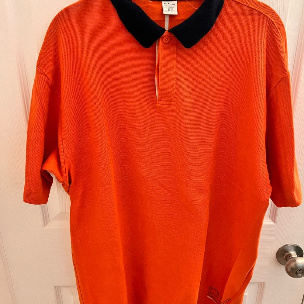 Nautica Men's Vintage 90s Polo Shirt Orange Blue, Slim Fit